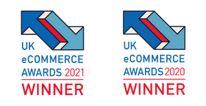 UK Ecommerce Award 2020 and 2021 winner badges
