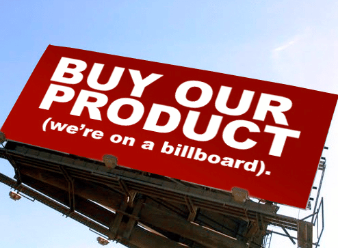a large billboard that reads 'Buy Our Product'